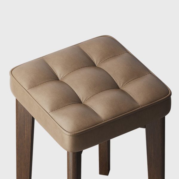 Modern Minimalist Square Solid Wood Leathaire Vanity Stool 4-Leg For Bedroom - Image 6