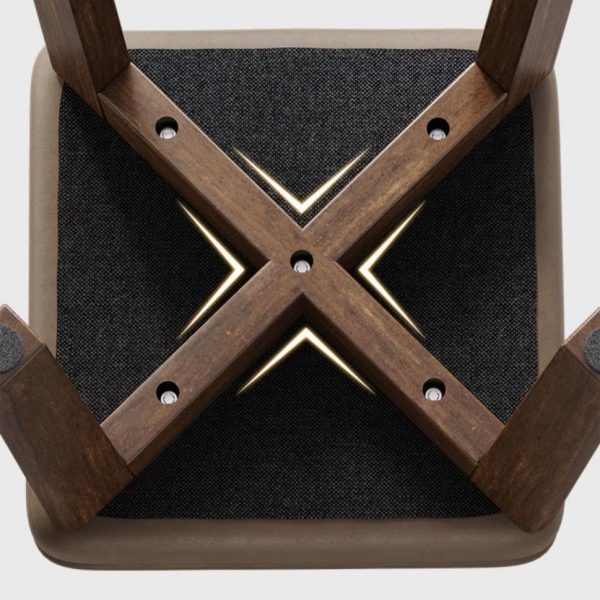 Modern Minimalist Square Solid Wood Leathaire Vanity Stool 4-Leg For Bedroom - Image 8