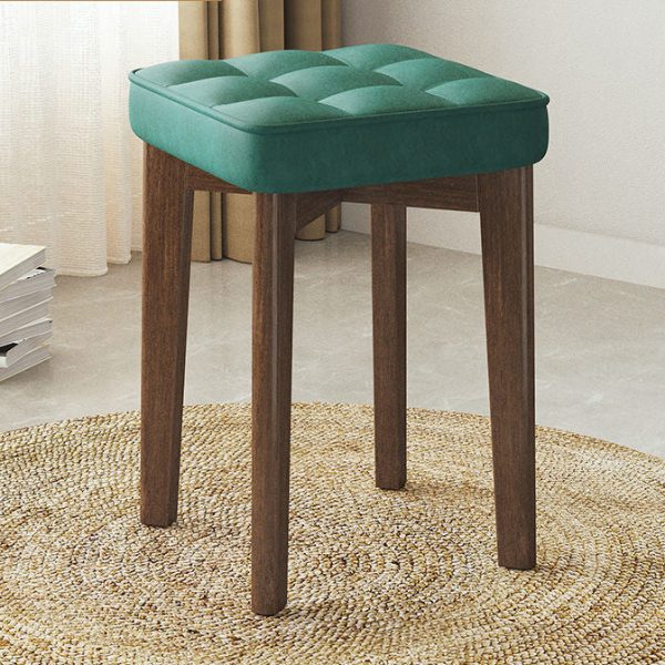 Modern Minimalist Square Solid Wood Leathaire Vanity Stool 4-Leg For Bedroom - Image 17