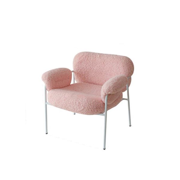 Contemporary Nordic Square Lambswool Metal Accent Chair Backrest Armrest For Living Room - Image 13
