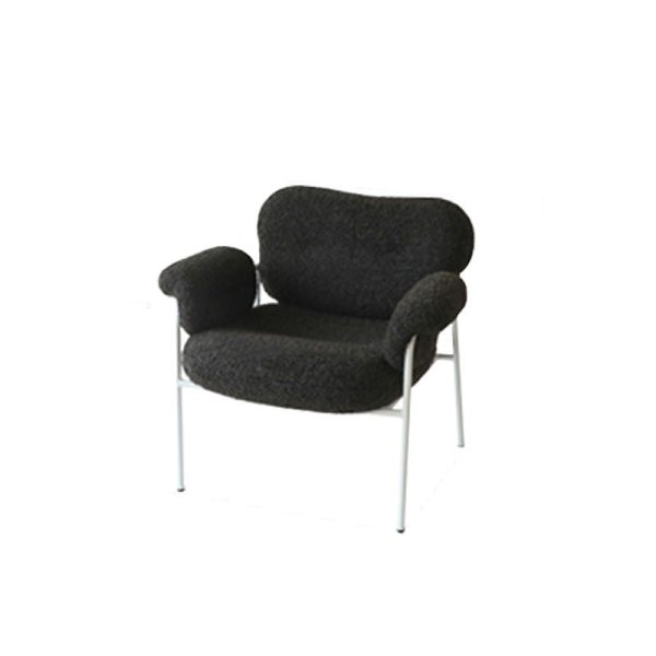 Contemporary Nordic Square Lambswool Metal Accent Chair Backrest Armrest For Living Room - Image 14