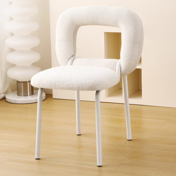 Modern Minimalist Doughnut Square Lambswool Carbon Steel Vanity Stool Backrest For Bedroom - Image 3