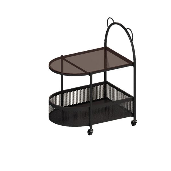 Modern Eclectic Oval Glass Carbon Steel Side Table 1-Shelf For Living Room - Image 23