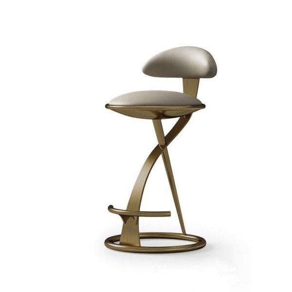 Contemporary Nordic Round Leather Stainless Steel Bar Stool Backrest For Dining Room - Image 10