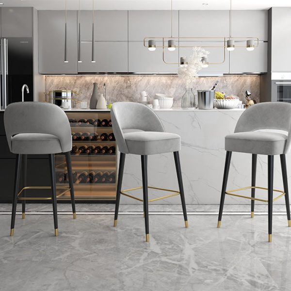 Modern Luxury Square High Resilience Foam Metal Bar Stool Backrest For Kitchen - Image 12