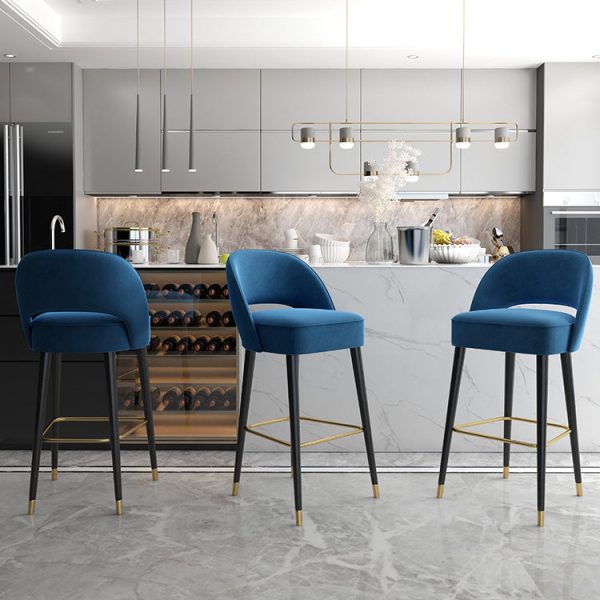Modern Luxury Square High Resilience Foam Metal Bar Stool Backrest For Kitchen - Image 3