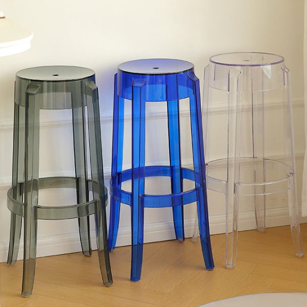 Modern Minimalist Round Plastic Bar Stool Footrest For Dining Room - Image 3