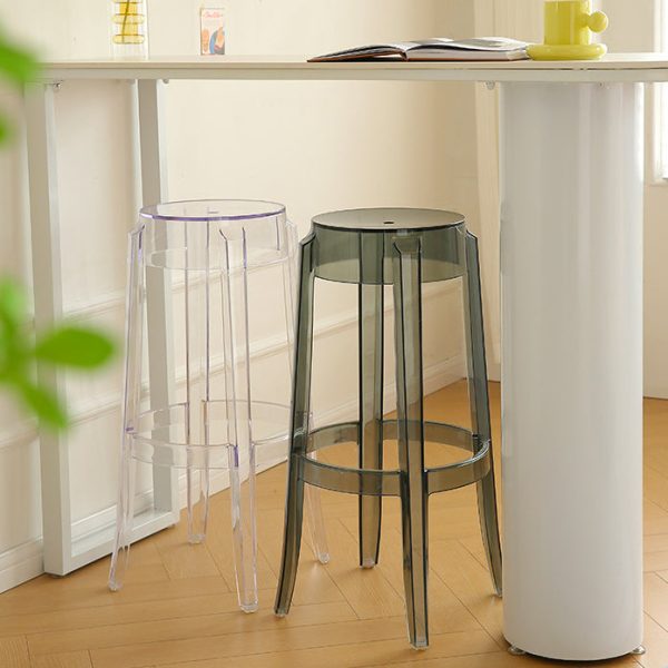 Modern Minimalist Round Plastic Bar Stool Footrest For Dining Room - Image 5