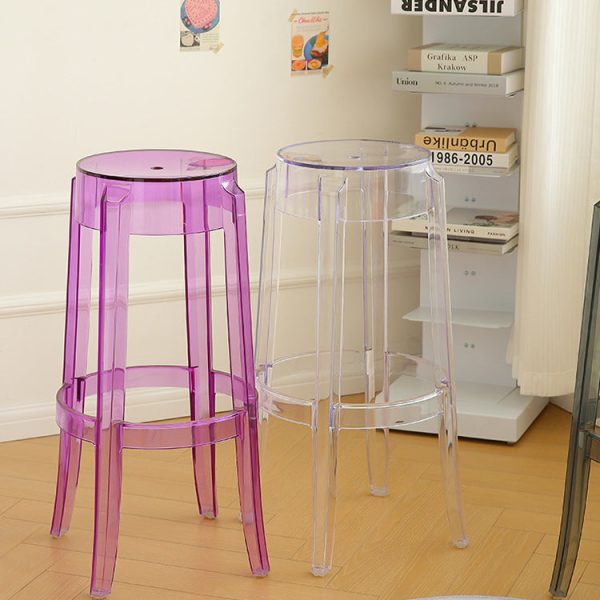 Modern Minimalist Round Plastic Bar Stool Footrest For Dining Room - Image 6