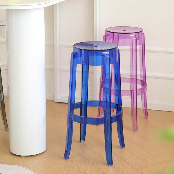 Modern Minimalist Round Plastic Bar Stool Footrest For Dining Room - Image 11