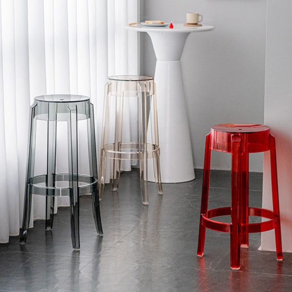 Modern Minimalist Round Plastic Bar Stool Footrest For Dining Room - Image 2