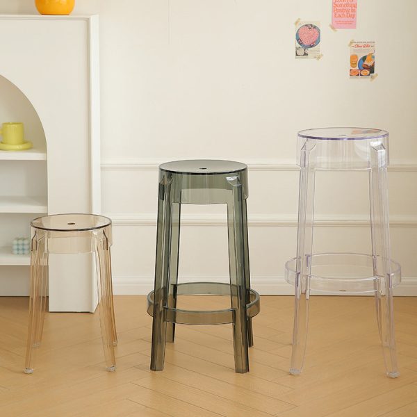 Modern Minimalist Round Plastic Bar Stool Footrest For Dining Room - Image 12