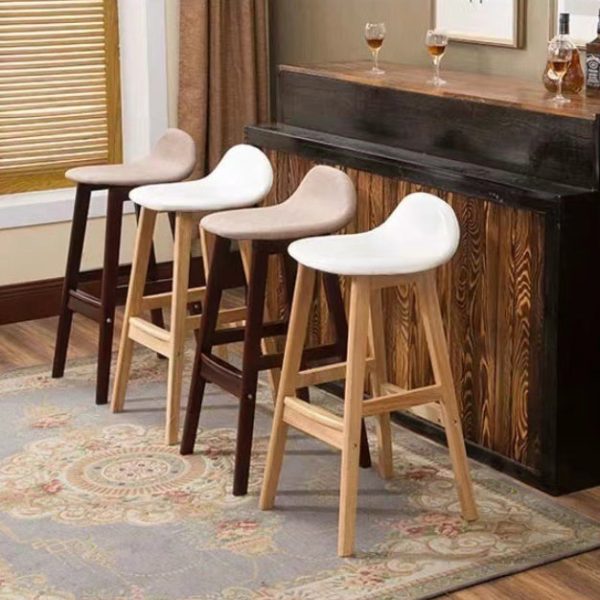 Contemporary Scandinavian Oval Cushion Rubberwood Bar Stool Backrest For Dining Room - Image 9