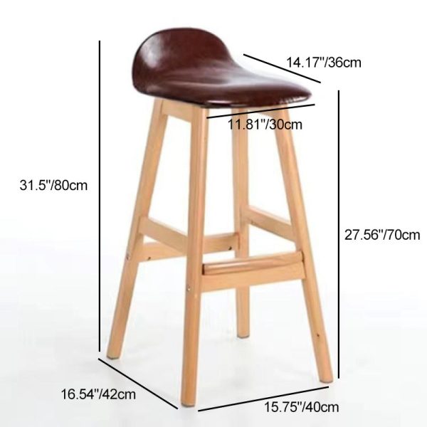 Contemporary Scandinavian Oval Cushion Rubberwood Bar Stool Backrest For Dining Room - Image 4