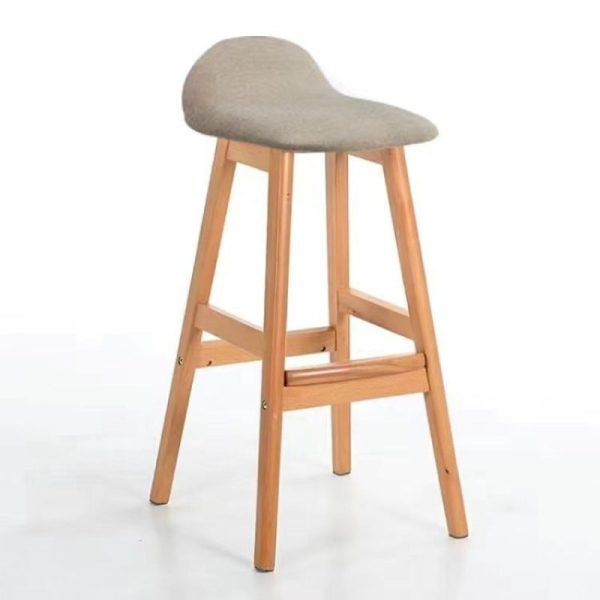 Contemporary Scandinavian Oval Cushion Rubberwood Bar Stool Backrest For Dining Room - Image 17