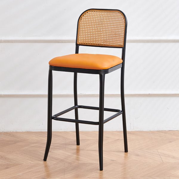 Traditional European Square Cushion PE Rattan Leather Iron Backrest For Dining Room - Image 13