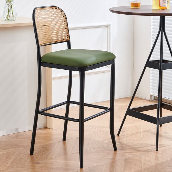 Traditional European Square Cushion PE Rattan Leather Iron Backrest For Dining Room - Image 9