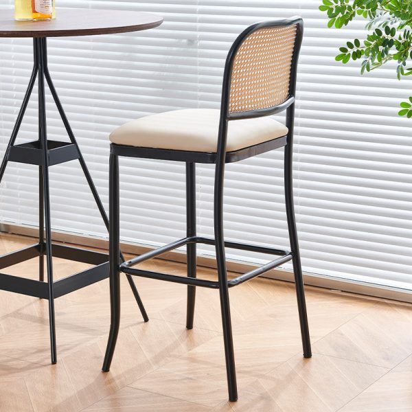 Traditional European Square Cushion PE Rattan Leather Iron Backrest For Dining Room - Image 10