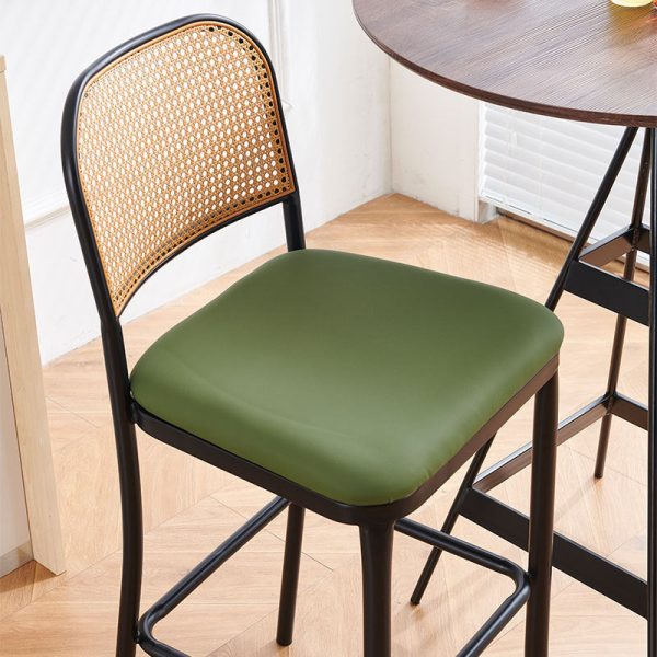 Traditional European Square Cushion PE Rattan Leather Iron Backrest For Dining Room - Image 5