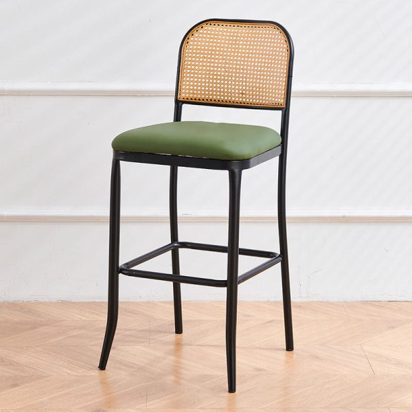 Traditional European Square Cushion PE Rattan Leather Iron Backrest For Dining Room - Image 12