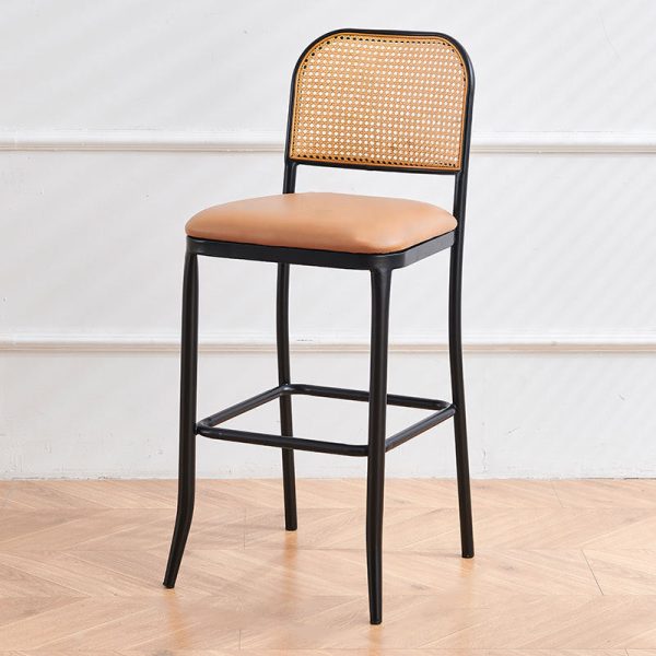 Traditional European Square Cushion PE Rattan Leather Iron Backrest For Dining Room - Image 11