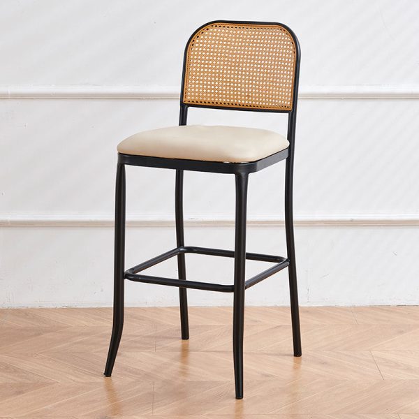 Traditional European Square Cushion PE Rattan Leather Iron Backrest For Dining Room - Image 14