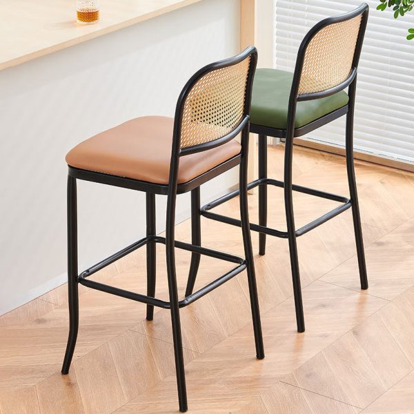 Traditional European Square Cushion PE Rattan Leather Iron Backrest For Dining Room - Image 2