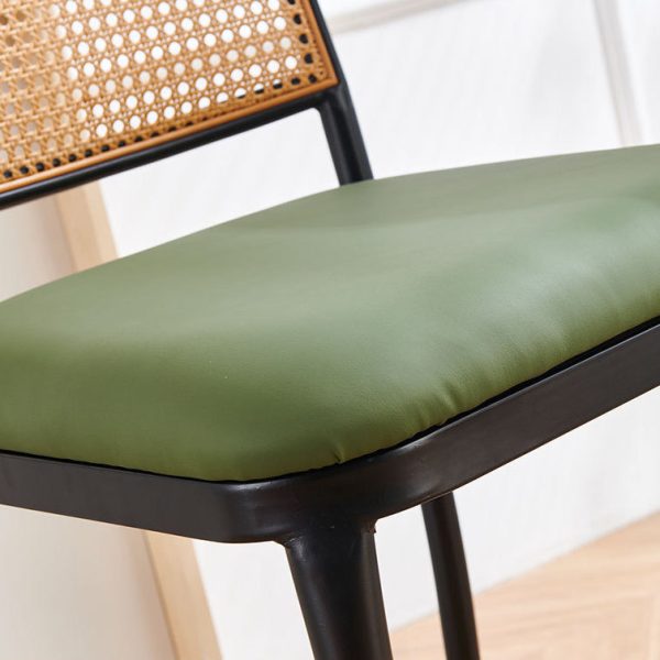 Traditional European Square Cushion PE Rattan Leather Iron Backrest For Dining Room - Image 7