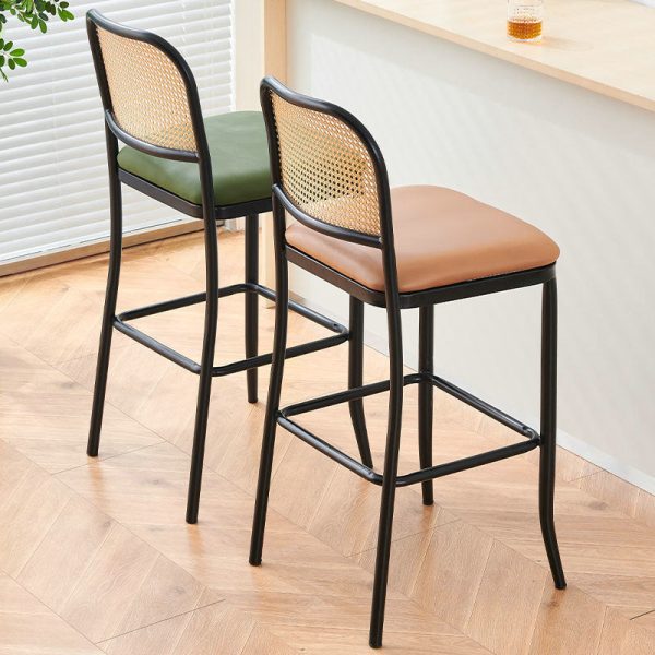 Traditional European Square Cushion PE Rattan Leather Iron Backrest For Dining Room - Image 3