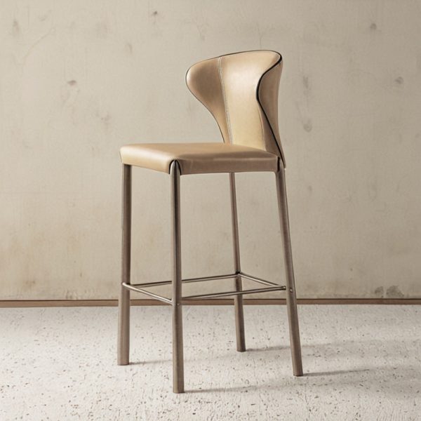 Modern Luxury Square Cushion Saddle Leather Carbon Steel Bar Stool Backrest For Dining Room - Image 13