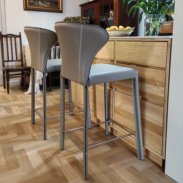 Modern Luxury Square Cushion Saddle Leather Carbon Steel Bar Stool Backrest For Dining Room - Image 14