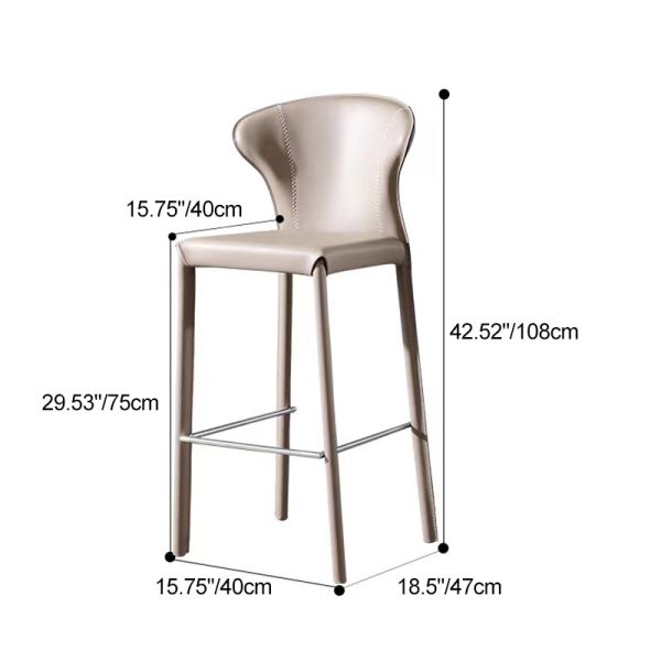 Modern Luxury Square Cushion Saddle Leather Carbon Steel Bar Stool Backrest For Dining Room - Image 4