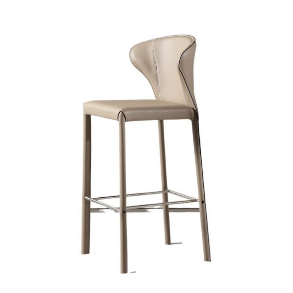 Modern Luxury Square Cushion Saddle Leather Carbon Steel Bar Stool Backrest For Dining Room - Image 16