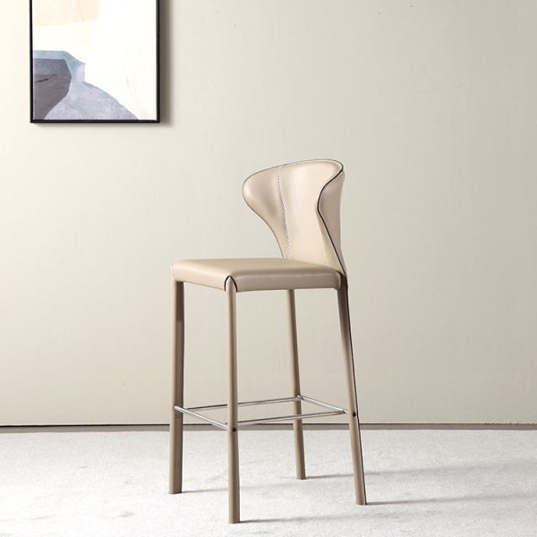 Modern Luxury Square Cushion Saddle Leather Carbon Steel Bar Stool Backrest For Dining Room - Image 3