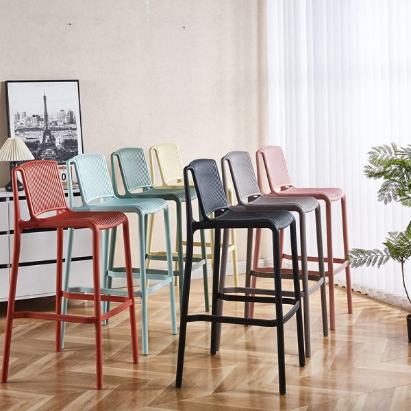 Modern Minimalist Square Plastic Bar Stool Backrest For Kitchen - Image 9