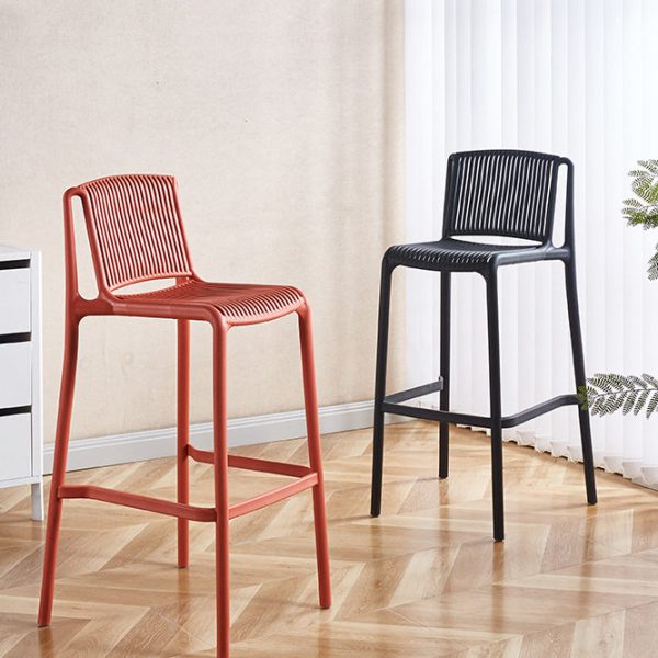 Modern Minimalist Square Plastic Bar Stool Backrest For Kitchen - Image 12