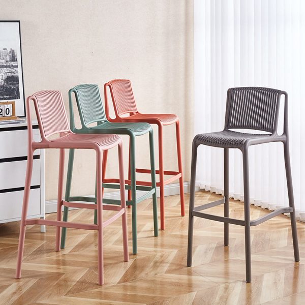 Modern Minimalist Square Plastic Bar Stool Backrest For Kitchen - Image 2