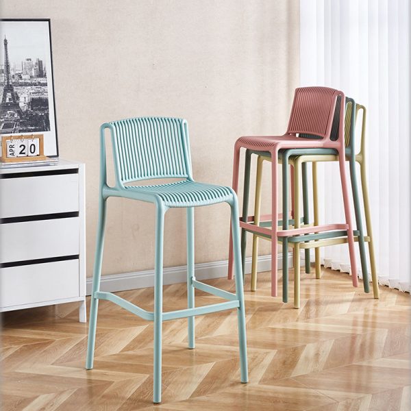 Modern Minimalist Square Plastic Bar Stool Backrest For Kitchen - Image 17