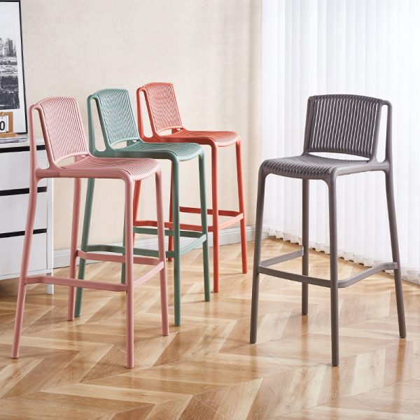 Modern Minimalist Square Plastic Bar Stool Backrest For Kitchen - Image 13