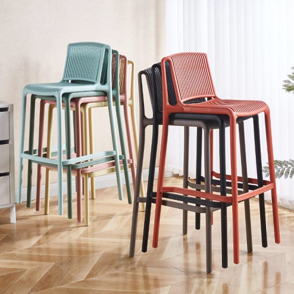 Modern Minimalist Square Plastic Bar Stool Backrest For Kitchen - Image 11