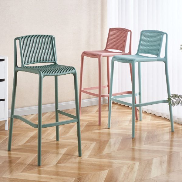 Modern Minimalist Square Plastic Bar Stool Backrest For Kitchen - Image 16