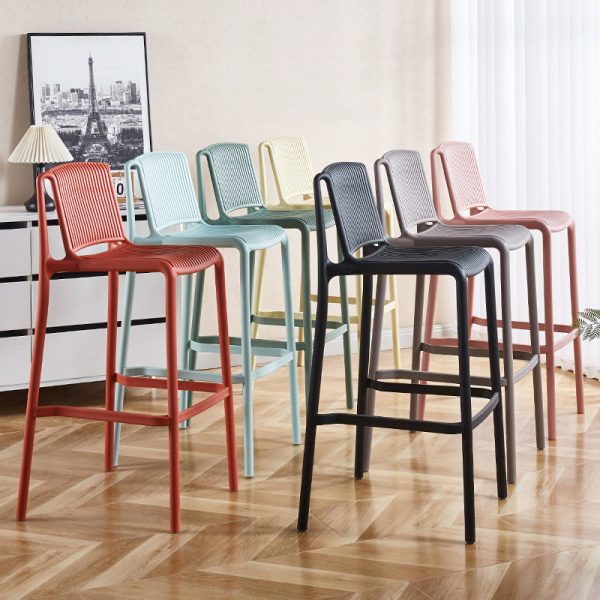 Modern Minimalist Square Plastic Bar Stool Backrest For Kitchen - Image 15