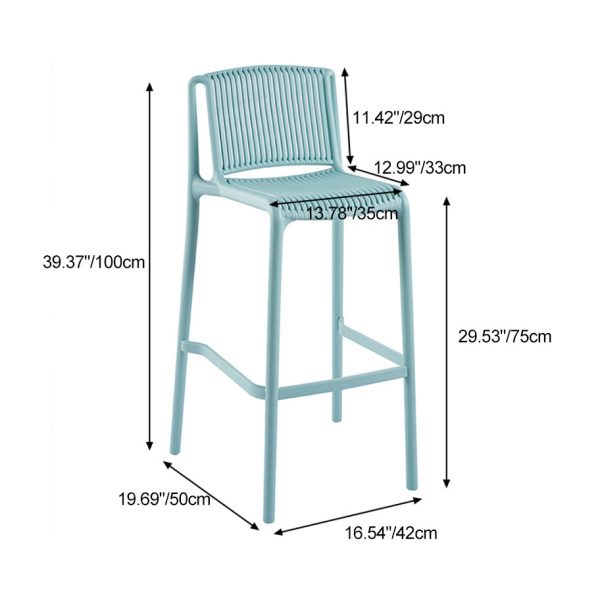 Modern Minimalist Square Plastic Bar Stool Backrest For Kitchen - Image 4