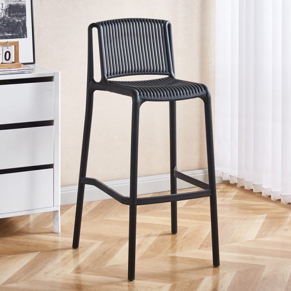 Modern Minimalist Square Plastic Bar Stool Backrest For Kitchen - Image 23