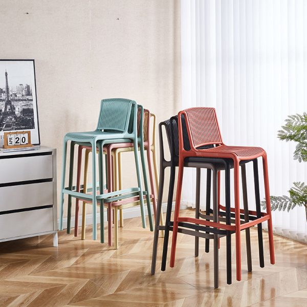 Modern Minimalist Square Plastic Bar Stool Backrest For Kitchen - Image 3