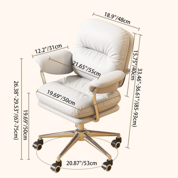 Contemporary Nordic Square Back PU Leather Stainless Steel Desk Chair Backrest Armrest For Home Office - Image 4