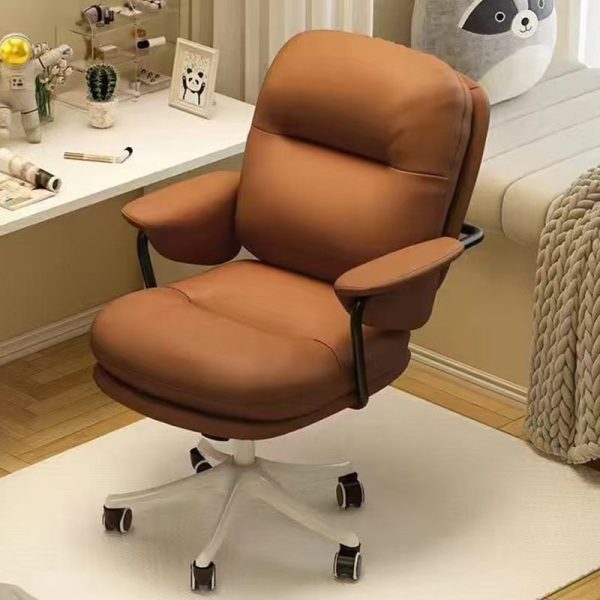 Contemporary Nordic Square Back PU Leather Stainless Steel Desk Chair Backrest Armrest For Home Office - Image 10