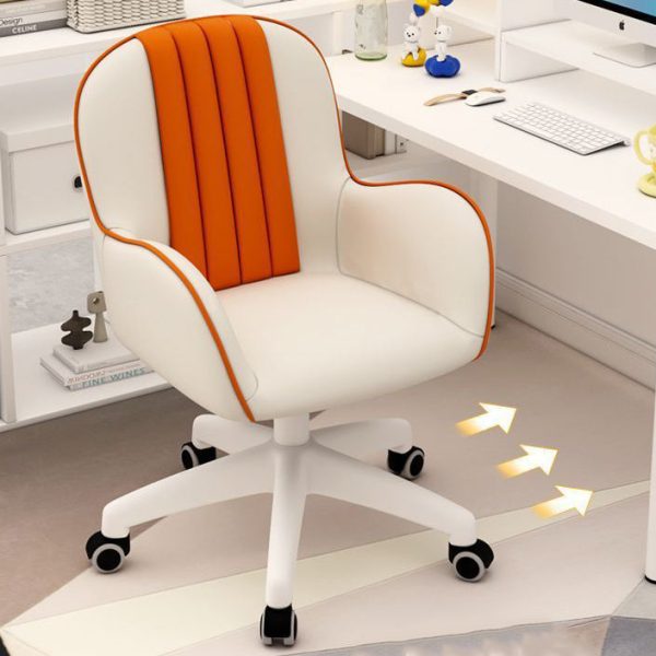 Contemporary Coastal Square PU Leather Nylon Desk Chair Backrest Armrest For Home Office - Image 2
