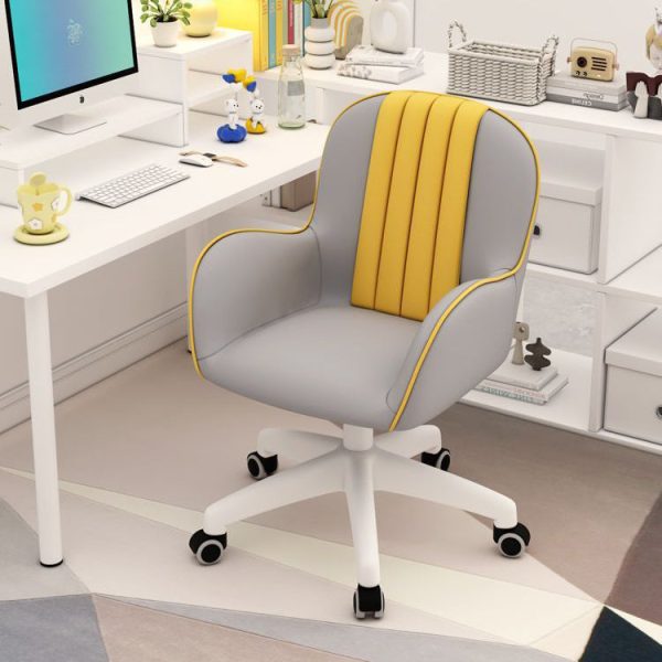Contemporary Coastal Square PU Leather Nylon Desk Chair Backrest Armrest For Home Office - Image 17