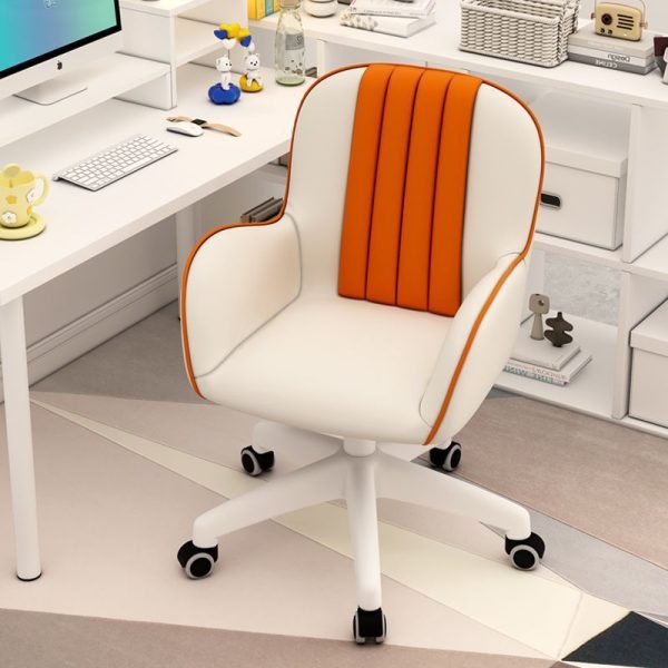 Contemporary Coastal Square PU Leather Nylon Desk Chair Backrest Armrest For Home Office - Image 13